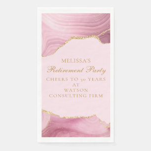 Chic Pink Gold Retirement Party Personalized Napkin