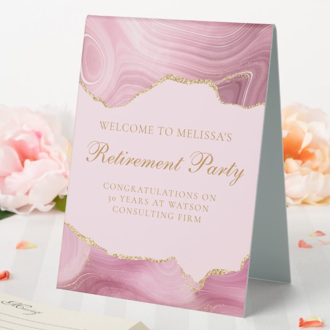 Chic Pink Gold Retirement Party Welcome (In SItu (Wedding))
