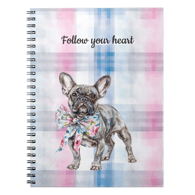 Chic Pink Green Blue Floral Dog Notebook (Front)