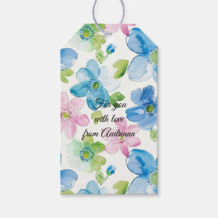Chic Pink Green Blue Floral Gift Tags