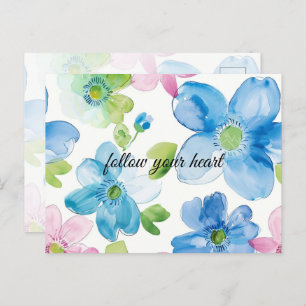 Chic Pink Green Blue Floral   Postcard