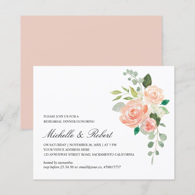 Chic Pink Green Orange rehearsal dinner (Front/Back)