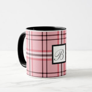 Chic Pink & Grey Plaid Fashion Pattern Mug