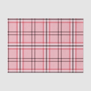 Chic Pink & Grey Plaid Fashion Pattern Party Tissue Paper