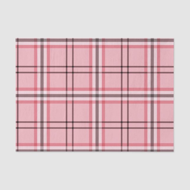 Chic Pink & Grey Plaid Fashion Pattern Party Tissue Paper (Front)