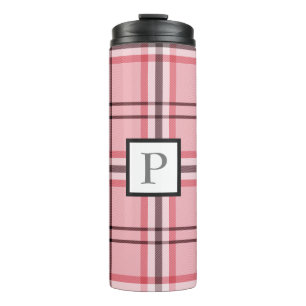 Chic Pink & Grey Plaid Fashion Pattern Thermal Tumbler