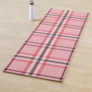 Chic Pink & Grey Plaid Fashion Pattern Yoga Mat