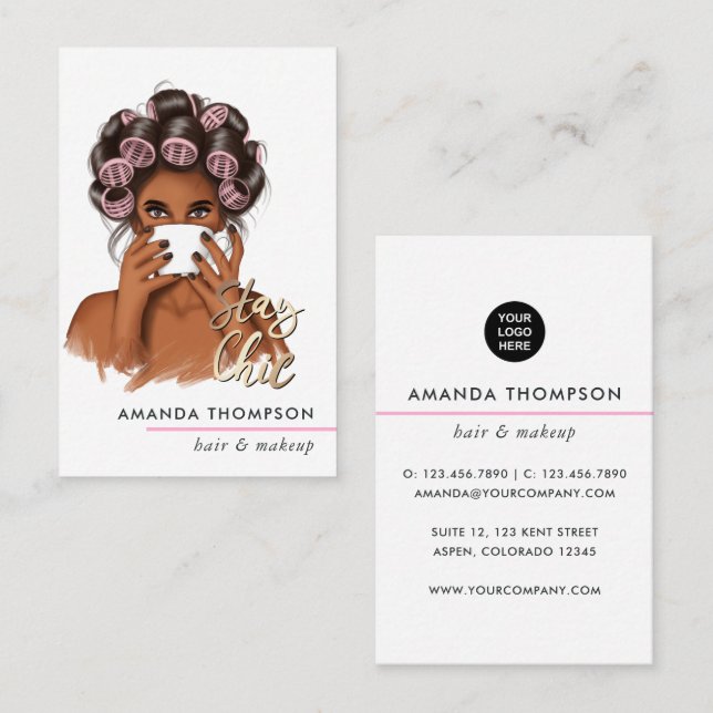 Chic Pink Hair Stylist Business Card (Front/Back)