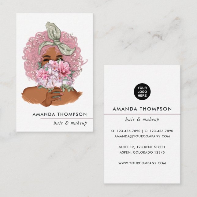 Chic Pink Hair Stylist Business Card (Front/Back)