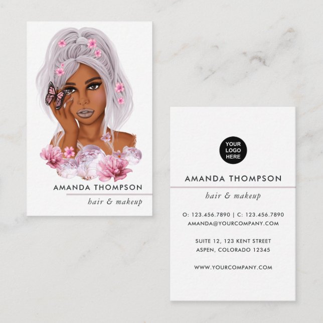 Chic Pink Hair Stylist Business Card (Front/Back)