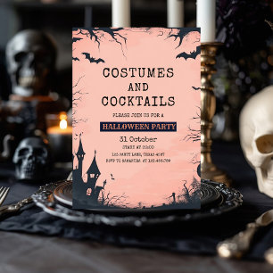 Chic Pink Halloween Party Invitation