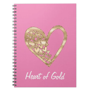 Chic Pink Heart of Gold Notebook