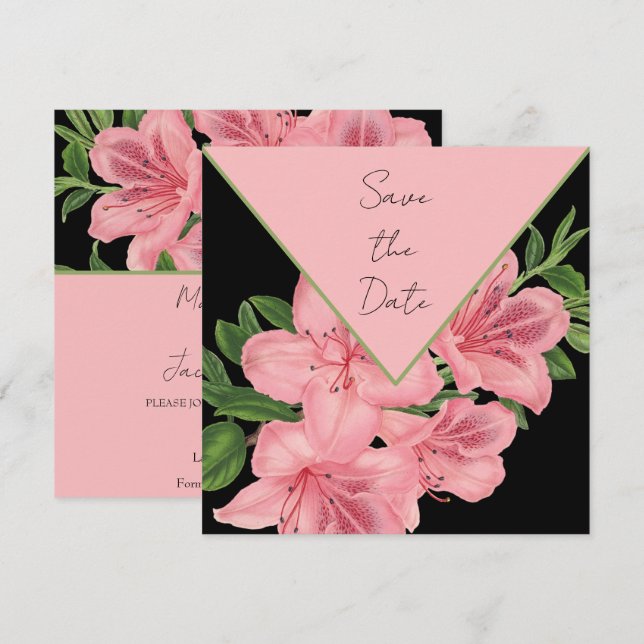 Chic Pink Hibiscus Save The Date (Front/Back)