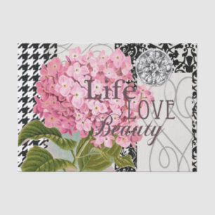 Chic Pink Hydrangea Collage Vintage Damask Art Tissue Paper