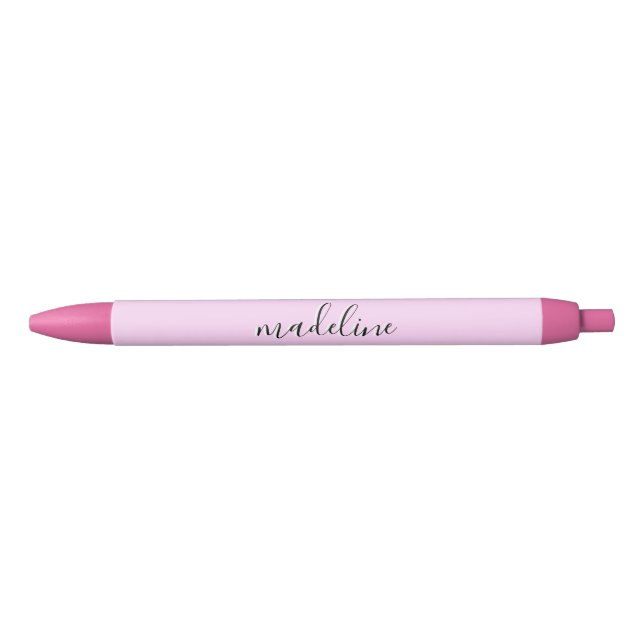 Chic Pink Lace Calligraphy name  Black Ink Pen (Front)