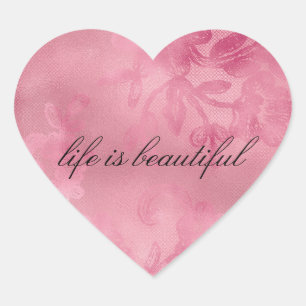 Chic Pink Lace Heart Sticker