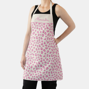 Chic Pink Leopard Pattern Personalised Apron