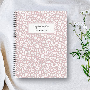 Chic Pink Leopard Skin Pattern Monogram Notebook
