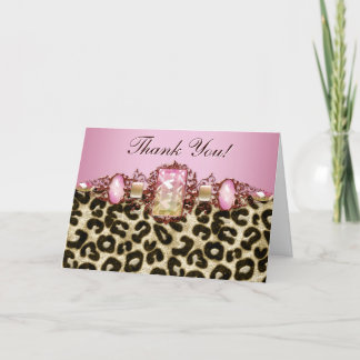 Chic pink Leopard Thank You Cards