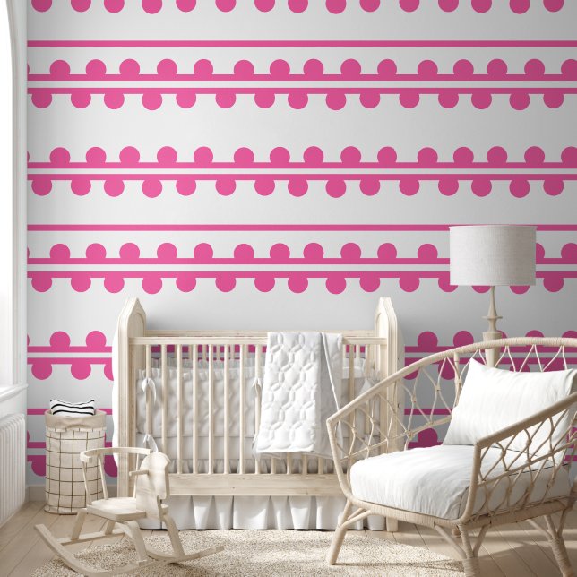 Chic Pink Line and Minimal Polka Dot Peel stick Wallpaper (Kids)