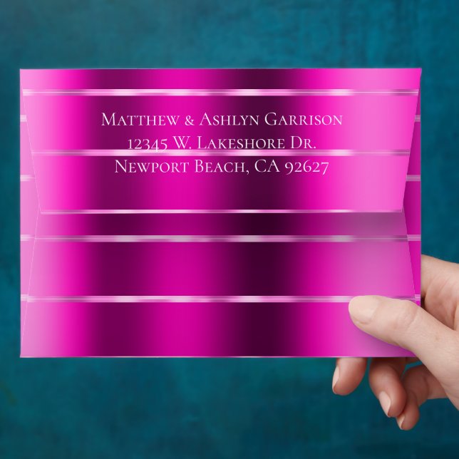 Chic Pink Magenta Ribbon Bridal Shower or Wedding Envelope (Hand)