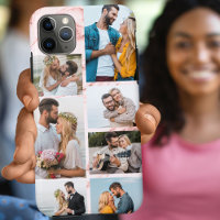 Chic Pink Marble 7 Photo Collage