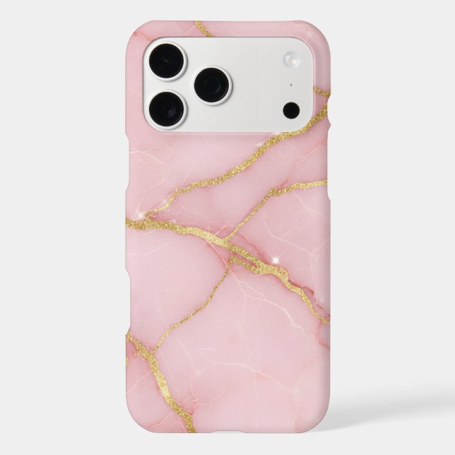 Chic Pink Marble Gold Glitter Kintsugi (Back)