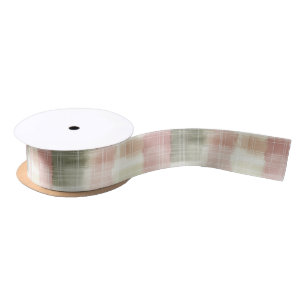 Chic Pink Mint Cream Plaid Stripes Birthday Satin Ribbon