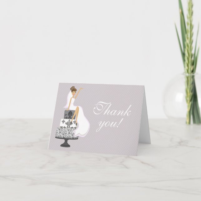 Chic Pink Modern Bride Bridal Shower Thank You Card (Front)