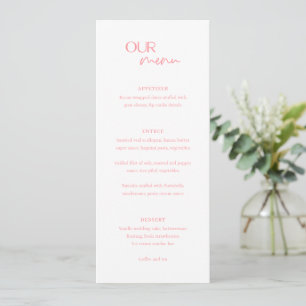 Chic Pink Modern Wedding Menu