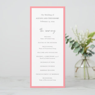 Chic Pink Modern Wedding Programme