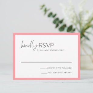 Chic Pink Modern Wedding RSVP Card