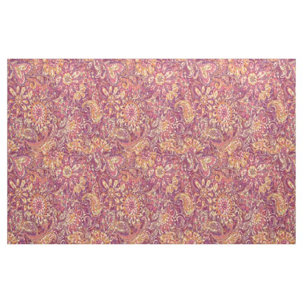 Retro Floral Contemporary Pattern Yellow + Orange Fabric Zazzle