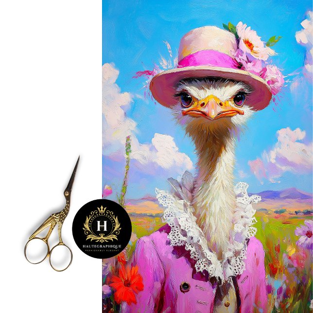 Chic Pink Ostrich Art Whimsical Spring  Tissue Paper (Creator Uploaded)