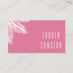 Chic Pink Palm Leaf Business Card
