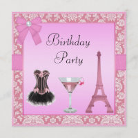 Chic Pink Paris Damask Corset Birthday Party