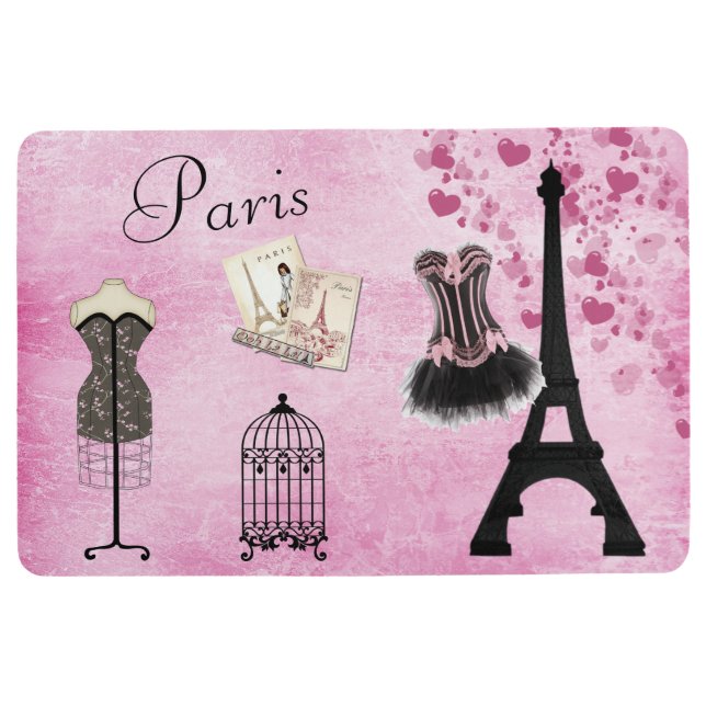 Chic Pink Paris Eiffel Tower Fashion Floor Mat (Front)