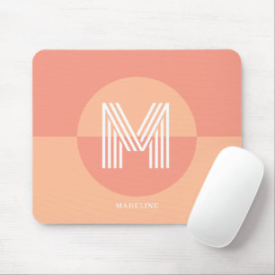 Chic Pink Peach Geometric Modern Monogram Mouse Mat