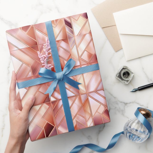 Chic Pink Pearl Rose Gold Abstract  Wrapping Paper (Gifting)