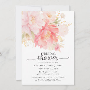 Chic Pink Peony Floral Bridal Shower Invitation