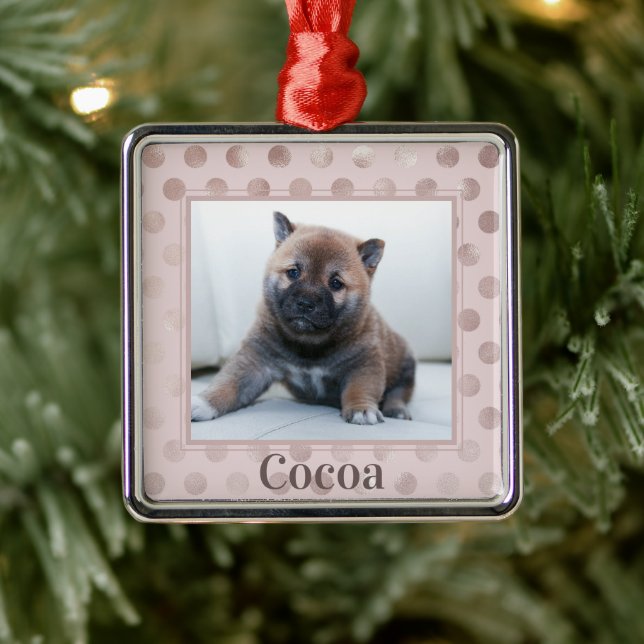 Chic Pink Pet Photo Christmas Holiday Ornament (Tree)