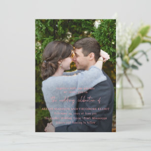 Chic Pink Photo Modern Wedding Invitation