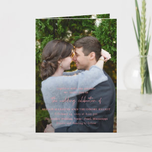 Chic Pink Photo Modern Wedding Invitation