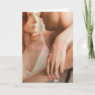 Chic Pink Photo Modern Wedding Thank You Card