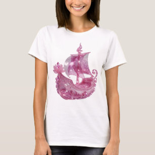Chic Pink PINK GLITTERY SHIP Wearable Art T-Shirt