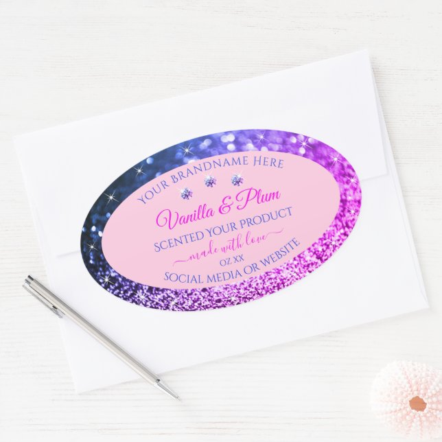 Chic Pink Purple Blue Ombre Glitter Product Labels (Envelope)