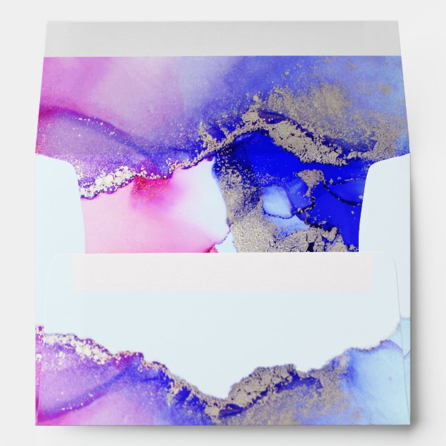 Chic Pink Purple Blue Wedding Envelope (Back (Bottom))
