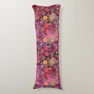 Chic pink purple flowers monogram floral pattern body cushion