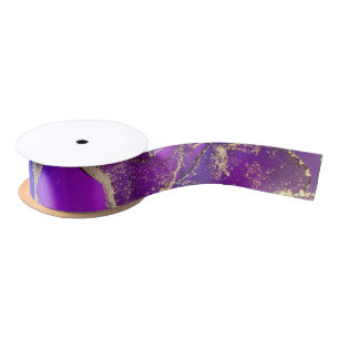 Chic Pink Purple Jewel Toned Ink Wash  Satin Ribbon