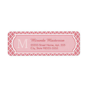 Chic Pink Quatrefoil Monogram With Name